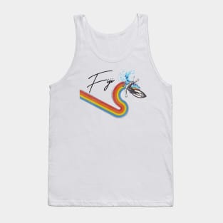 Retro 70s/80s Style Rainbow Surfing Wave Fiji Tank Top